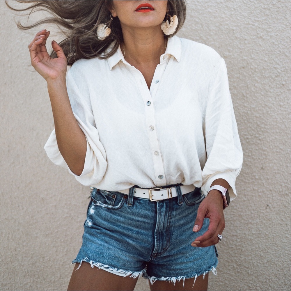 Cream oversized blouse